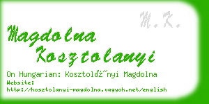 magdolna kosztolanyi business card